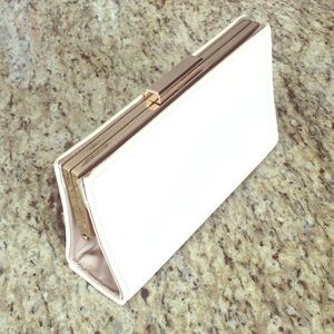 Nude patent leather clutch purse